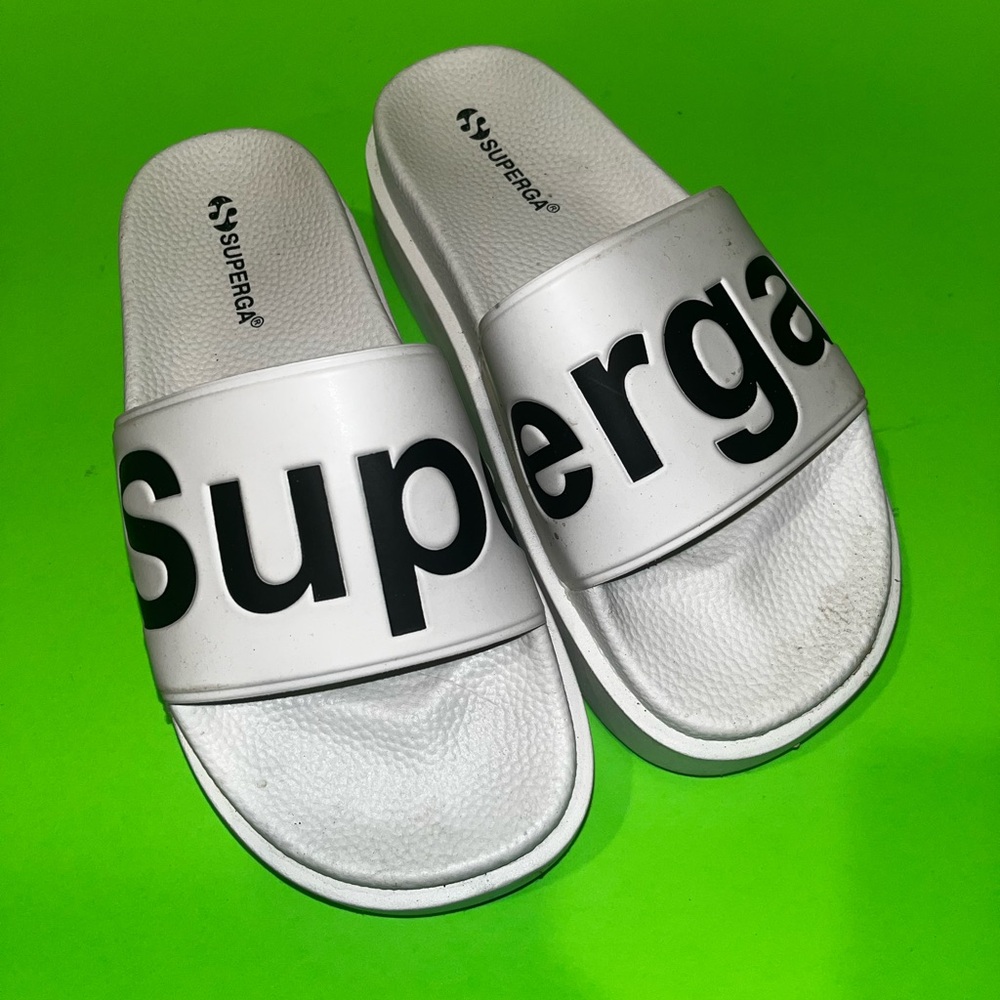 Superga White Slide Sandals